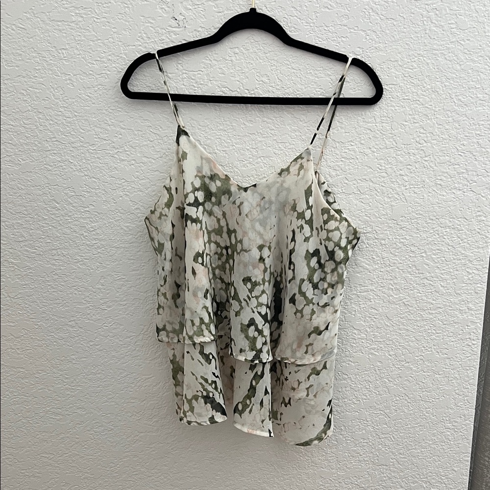 Stylish Camisole with Green and White Design